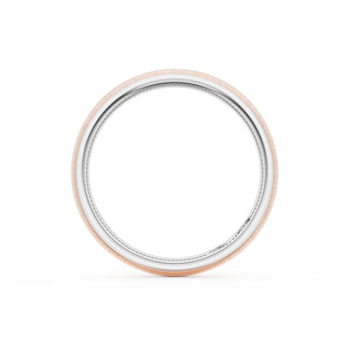 Rounded Satin Finish Wedding Band in Platinum & 18kt Rose Gold