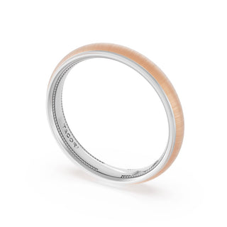 Rounded Satin Finish Wedding Band in Platinum & 18kt Rose Gold