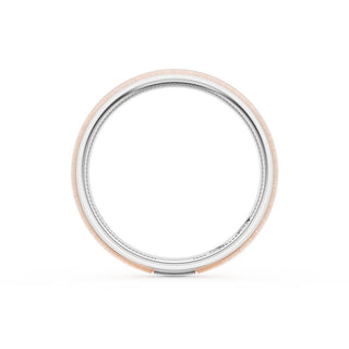 Rounded Satin Finish Wedding Band in Platinum & 18kt Rose Gold