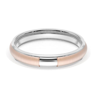 Rounded Satin Finish Wedding Band in Platinum & 18kt Rose Gold