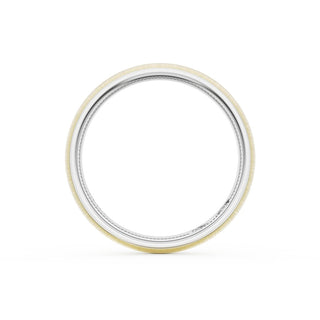 Rounded Satin Finish Wedding Band in Platinum & 18kt Yellow Gold