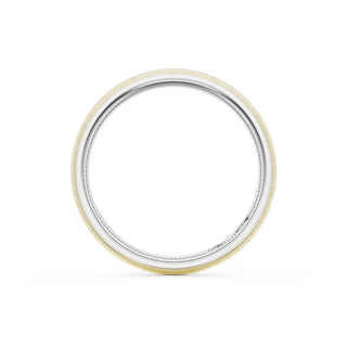 Rounded Satin Finish Wedding Band in 14kt Rose Gold & 14kt White Gold