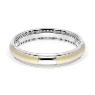Rounded Satin Finish Wedding Band in Platinum & 18kt Yellow Gold