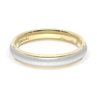 Rounded Satin Finish Wedding Band in 18kt Yellow Gold & Platinum