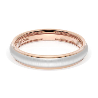 Rounded Satin Finish Wedding Band in 18kt Rose Gold & Platinum