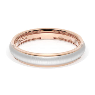 Rounded Satin Finish Wedding Band in 14kt Rose Gold & 14kt White Gold