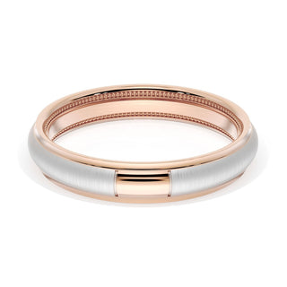 Rounded Satin Finish Wedding Band in 18kt Rose Gold & Platinum