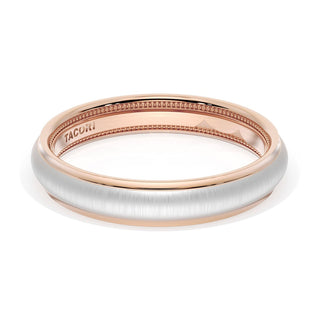 Rounded Satin Finish Wedding Band in 18kt Rose Gold & Platinum