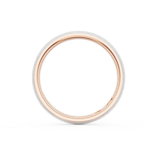 Rounded Satin Finish Wedding Band in 18kt Rose Gold & Platinum