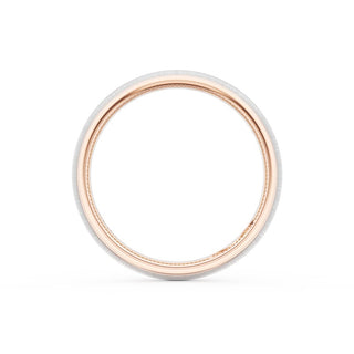 Rounded Satin Finish Wedding Band in 14kt Rose Gold & 14kt White Gold