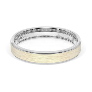 Flat Brush Finish Wedding Band in 18kt White Gold & 18kt Yellow Gold