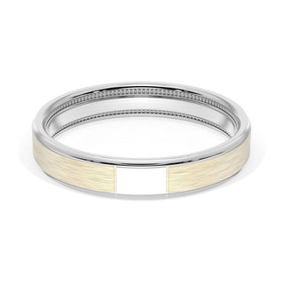 Flat Brush Finish Wedding Band in 18kt White Gold & 18kt Yellow Gold