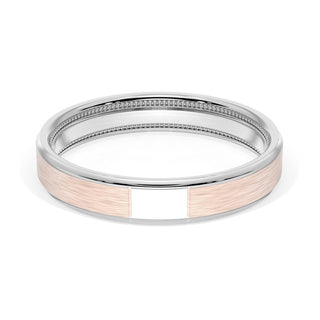 Flat Brush Finish Wedding Band in 18kt White Gold & 18kt Rose Gold