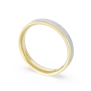Flat Brush Finish Wedding Band in 18kt Yellow Gold & 18kt White Gold