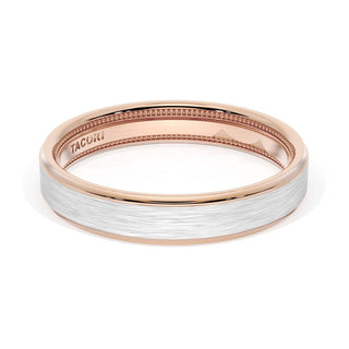 Flat Brush Finish Wedding Band in 18kt Rose Gold & 18kt White Gold