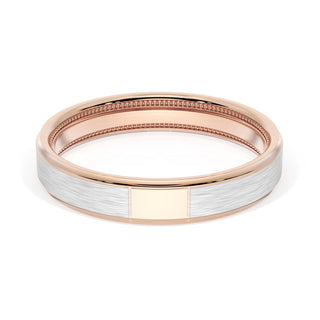 Flat Brush Finish Wedding Band in 18kt Rose Gold & 18kt White Gold