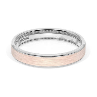 Flat Brush Finish Wedding Band in Platinum & 18kt Rose Gold