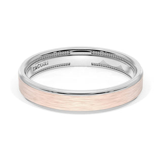 Flat Brush Finish Wedding Band in Platinum & 18kt Rose Gold