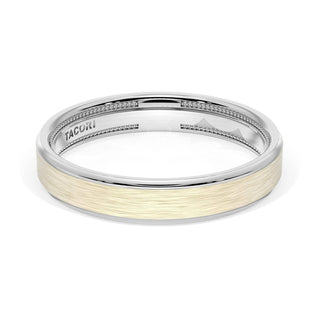 Flat Brush Finish Wedding Band in Platinum & 18kt Yellow Gold