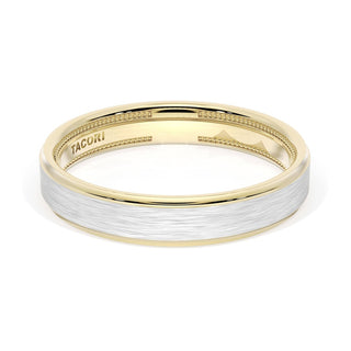 Flat Brush Finish Wedding Band in 18kt Yellow Gold & Platinum