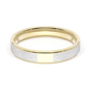 Flat Brush Finish Wedding Band in 18kt Yellow Gold & Platinum