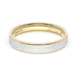 Flat Brush Finish Wedding Band in 18kt Yellow Gold & Platinum