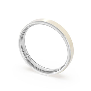 Flat High Polish Finish Wedding Band in 18kt White Gold & 18kt Yellow Gold