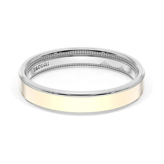 Flat High Polish Finish Wedding Band in 18kt White Gold & 18kt Yellow Gold
