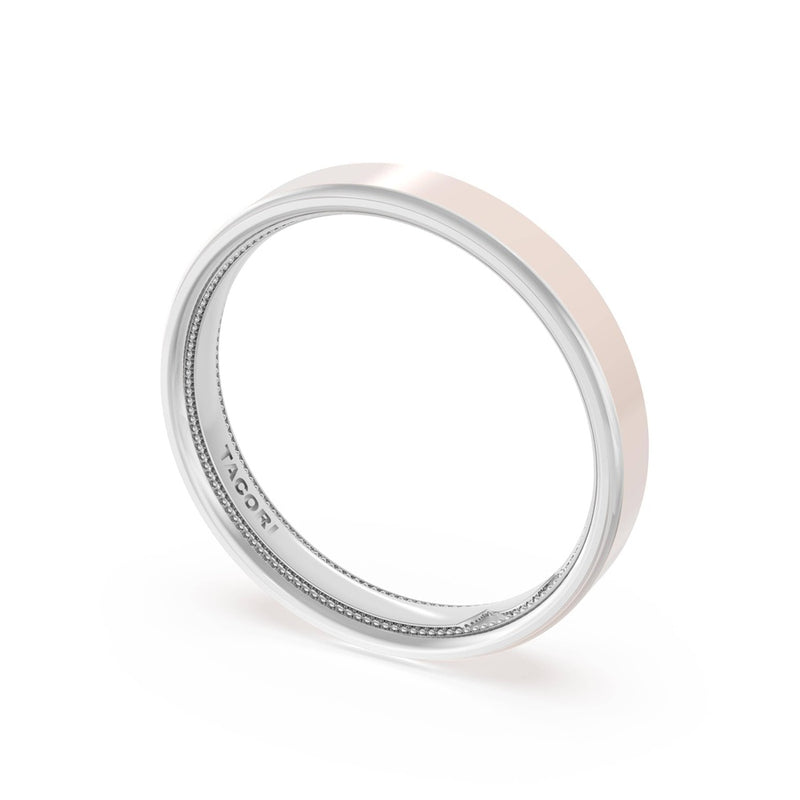 Flat High Polish Finish Wedding Band in 18kt White Gold & 18kt Rose Gold