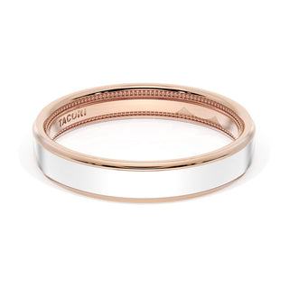 Flat High Polish Finish Wedding Band in 18kt Rose Gold & 18kt White Gold