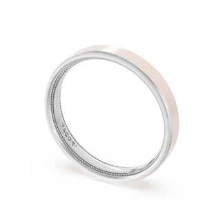 Flat High Polish Finish Wedding Band in Platinum & 18kt Rose Gold