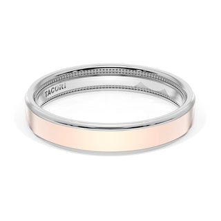 Flat High Polish Finish Wedding Band in Platinum & 18kt Rose Gold