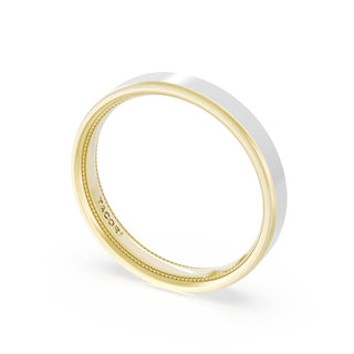 Flat High Polish Finish Wedding Band in 18kt Yellow Gold & Platinum