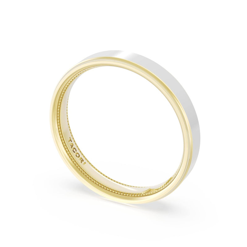Flat High Polish Finish Wedding Band in 18kt Yellow Gold & Platinum