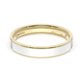 Flat High Polish Finish Wedding Band in 18kt Yellow Gold & Platinum