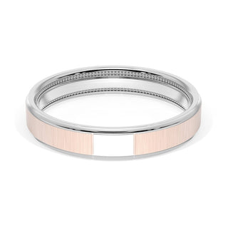 Flat Satin Finish Wedding Band in 14kt Rose Gold & 14kt White Gold