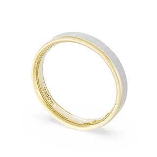 Flat Satin Finish Wedding Band in 18kt Yellow Gold & 18kt White Gold