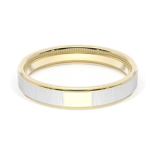 Flat Satin Finish Wedding Band in 18kt Yellow Gold & 18kt White Gold