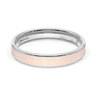 Flat Satin Finish Wedding Band in Platinum & 18kt Rose Gold