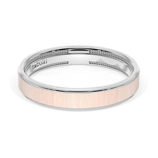Flat Satin Finish Wedding Band in Platinum & 18kt Rose Gold