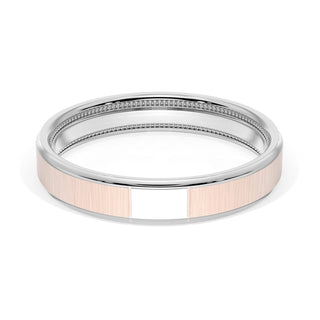 Flat Satin Finish Wedding Band in Platinum & 18kt Rose Gold