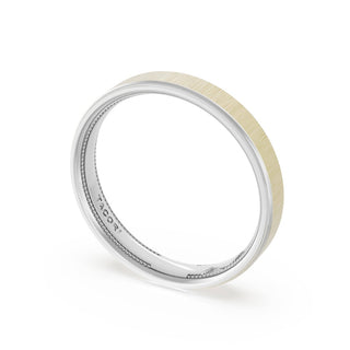 Flat Satin Finish Wedding Band in Platinum & 18kt Yellow Gold