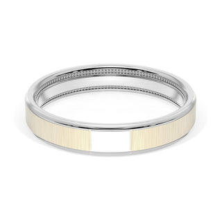 Flat Satin Finish Wedding Band in Platinum & 18kt Yellow Gold