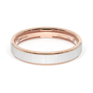 Flat Satin Finish Wedding Band in 18kt Rose Gold & Platinum