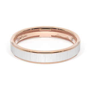 Flat Satin Finish Wedding Band in 14kt Rose Gold & 14kt White Gold