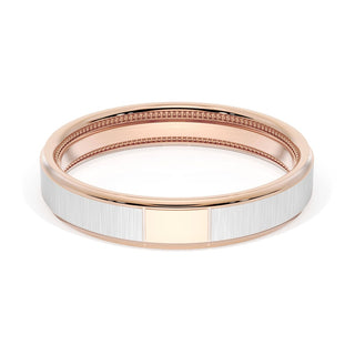 Flat Satin Finish Wedding Band in 18kt Rose Gold & Platinum
