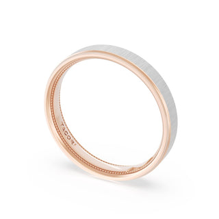Flat Satin Finish Wedding Band in 18kt Rose Gold & Platinum