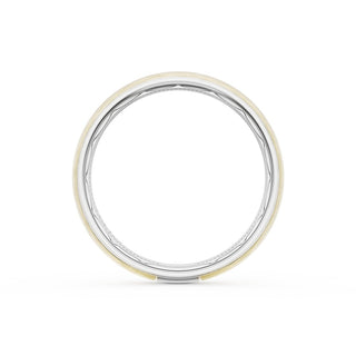 Rounded Brush Finish Wedding Band in 18kt White Gold & 18kt Yellow Gold