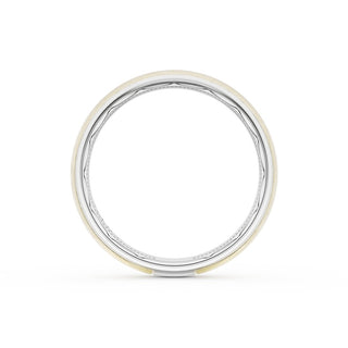Rounded Brush Finish Wedding Band in 18kt White Gold & 18kt Yellow Gold