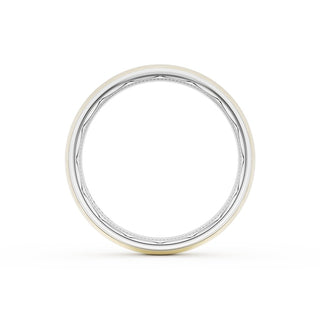 Rounded Brush Finish Wedding Band in 18kt White Gold & 18kt Yellow Gold